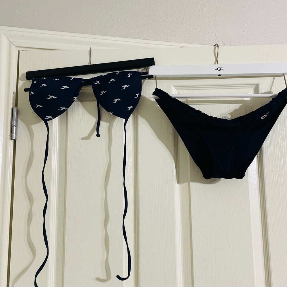 Hollister Navy Bikini Set with White Logo Pattern